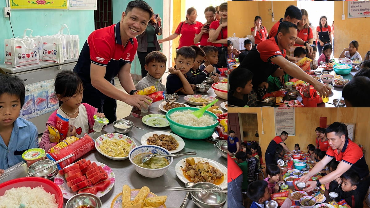 Ban Giám đốc Dai-ichi Life Việt Nam cùng tổ chức bữa ăn dinh dưỡng cho các em học sinh Trường PTDTBT Tiểu học & THCS Lâm Thủy